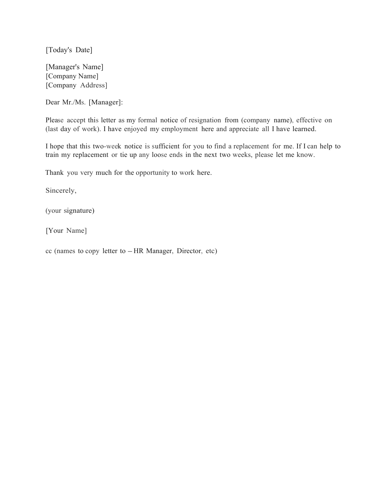 Two Weeks Template – Dalep.midnightpig.co Throughout 2 Weeks Notice Template Word