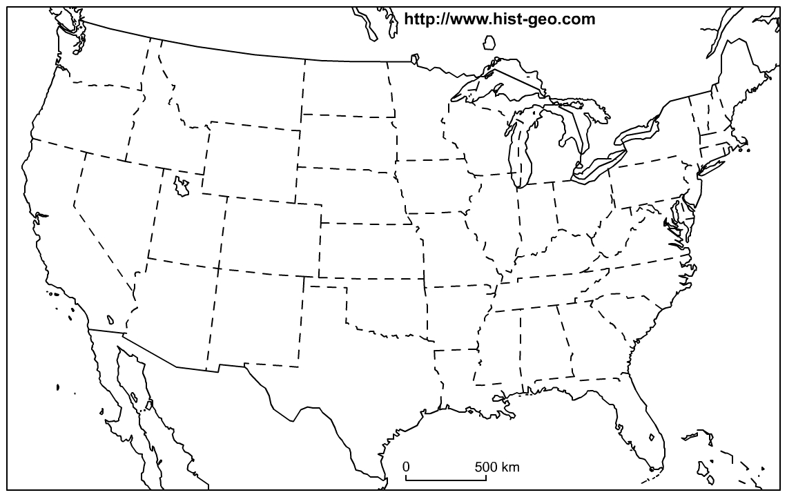 Us States Blank Map (48 States) Regarding United States Map Template Blank