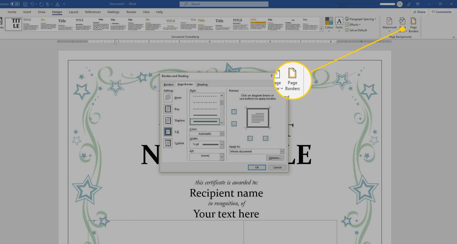 Using A Certificate Template In Microsoft Word Throughout Button Template For Word