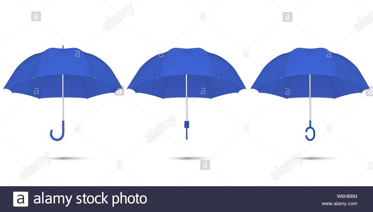 Vector 3D Realistic Render Blue Blank Umbrella Icon Set Inside Blank Umbrella Template