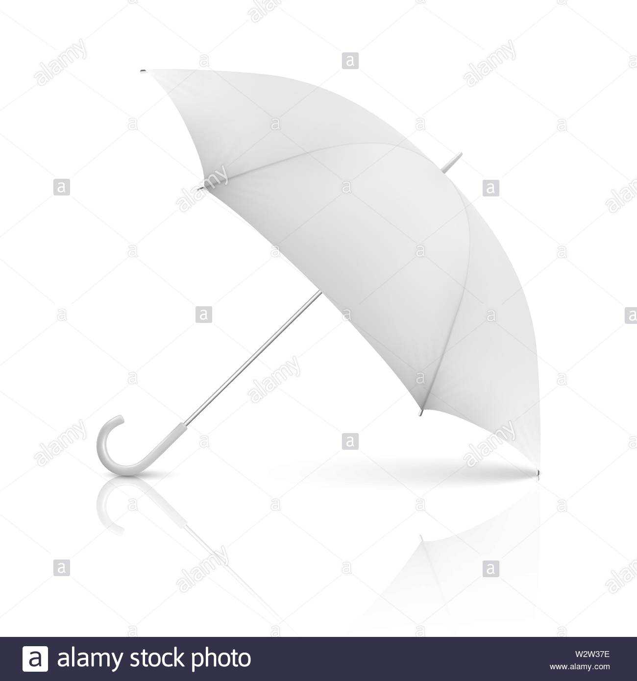 Vector 3D Realistic Render White Blank Umbrella Icon Closeup Within Blank Umbrella Template