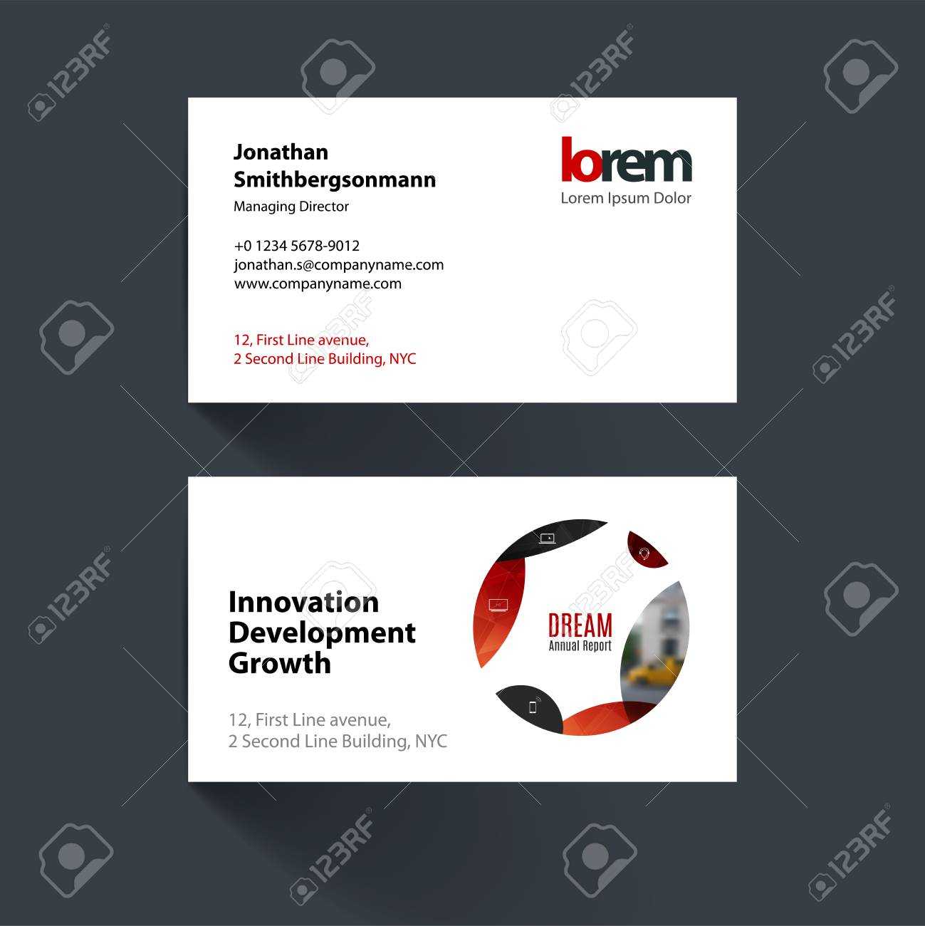 Vector Business Card Template With Red Circle, Soft Shapes, Round For It,  Business, Beauty. Simple And Clean Design. Creative Corporate Identity With Soccer Report Card Template