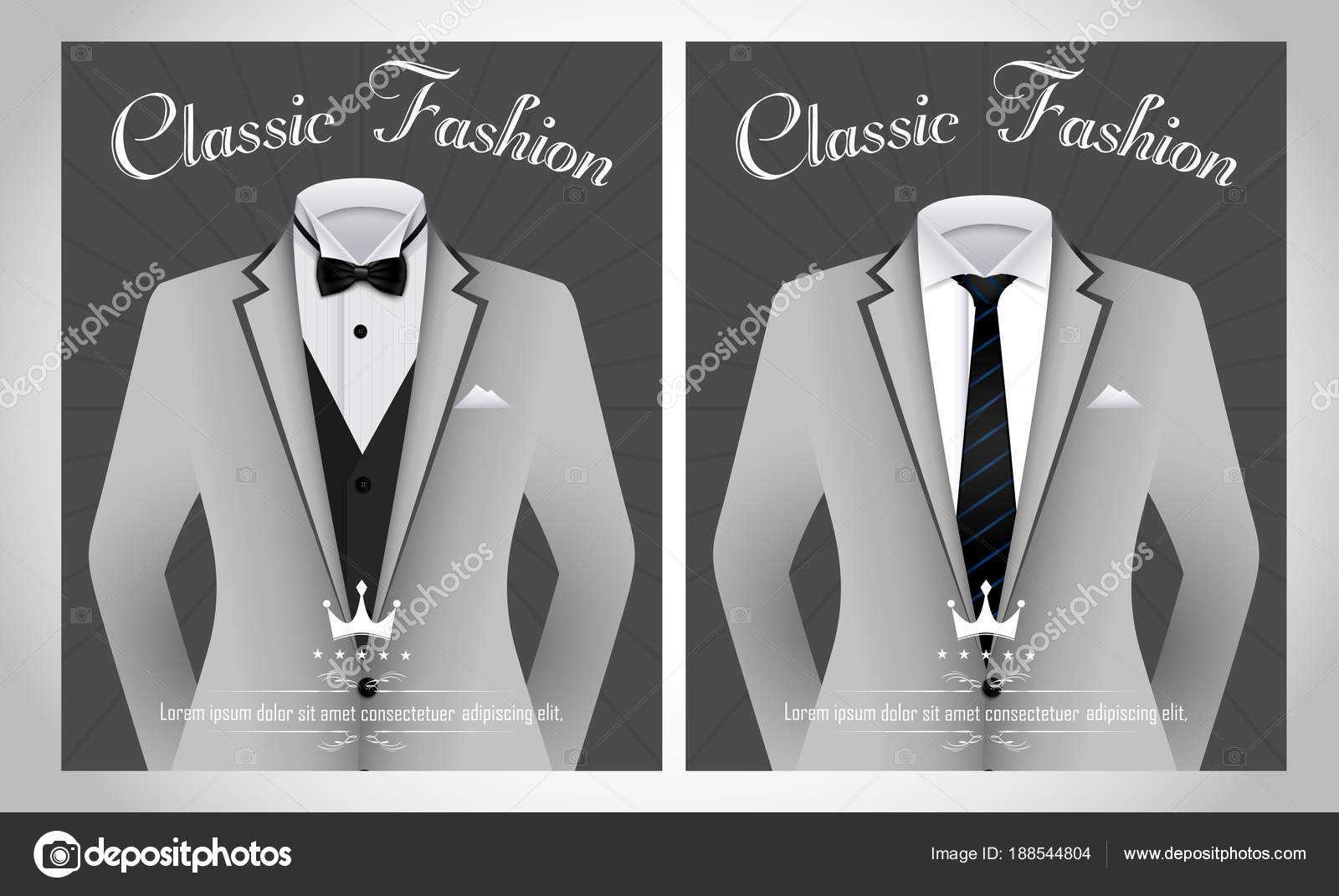 Vector Illustration Business Suit Template Black Tie White Inside Tie Banner Template