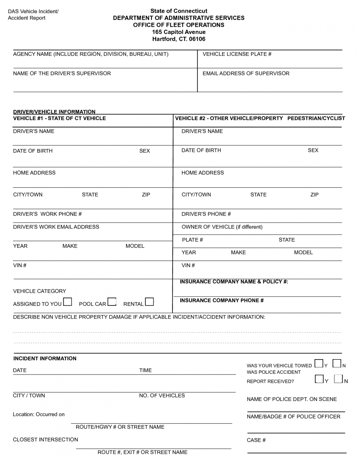 Vehicle Incident Report Template Throughout Motor Vehicle Accident Report Form Template