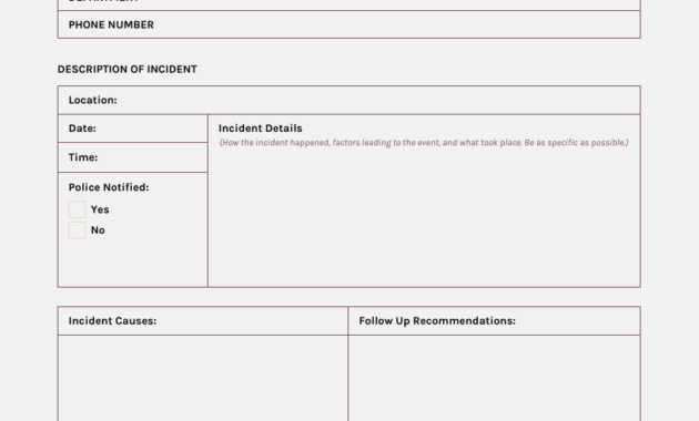 Vintage Incident Report Template for Serious Incident Report Template