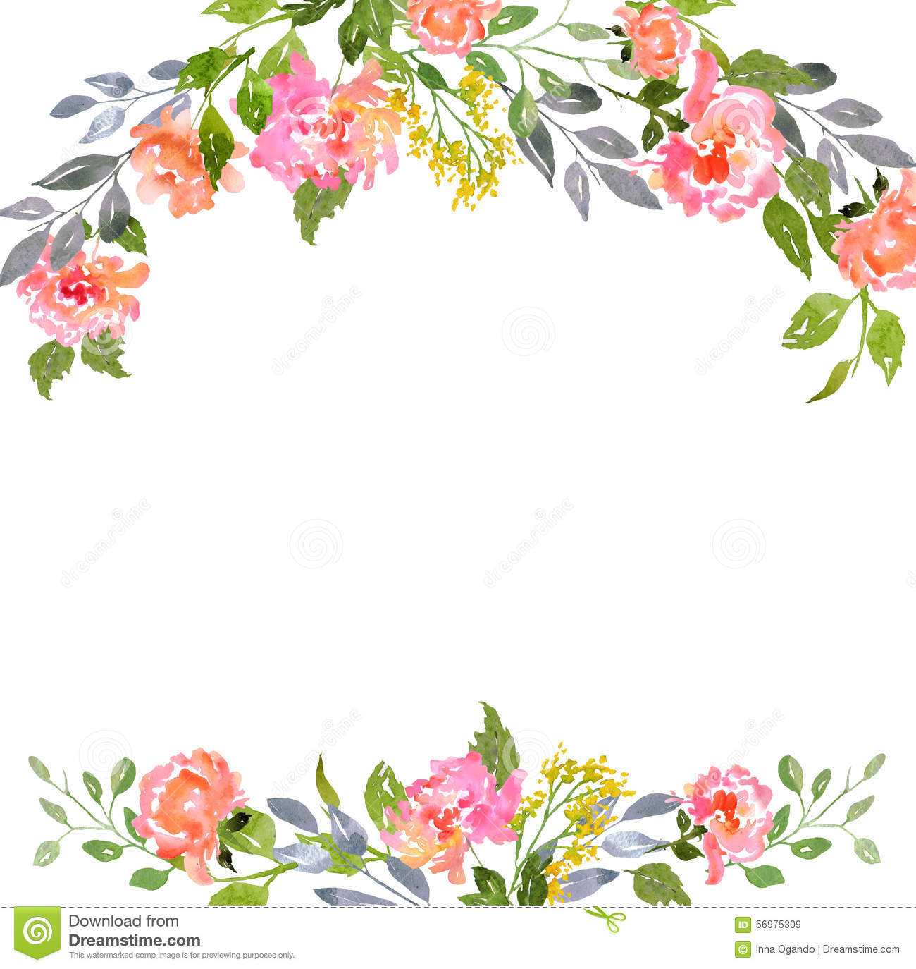 Watercolor Floral Card Template Stock Illustration In Blank Templates For Invitations