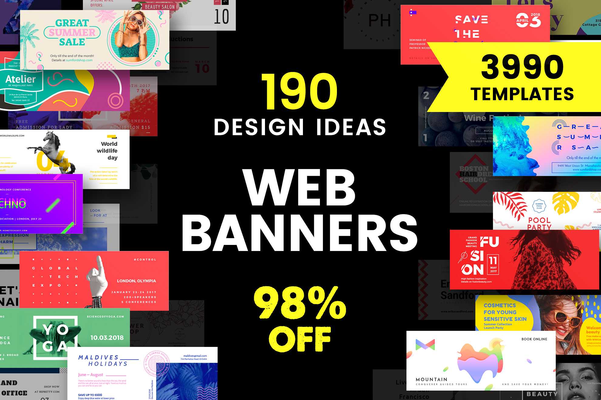 Web Banner Design Templates Bundle Sale Regarding Website Banner Design Templates