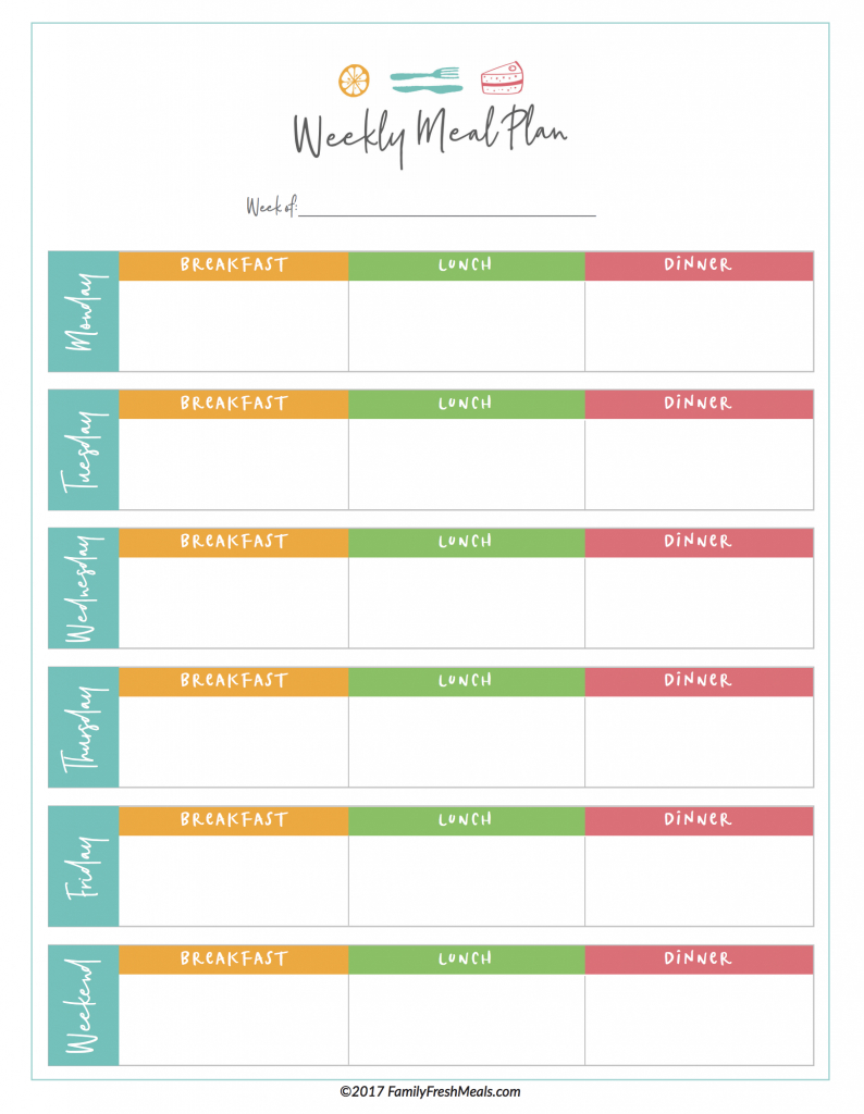 Weekly Meal Planning Printable – Dalep.midnightpig.co Within Blank Meal Plan Template