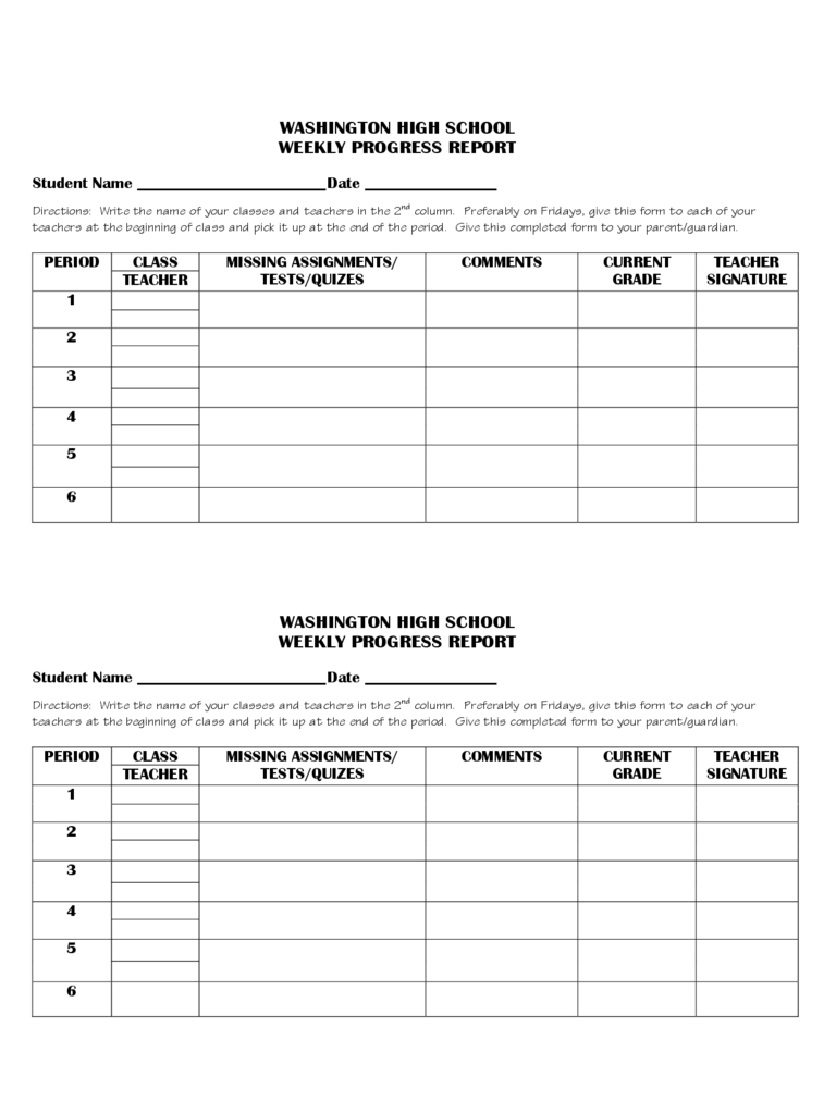 Weekly Progress Report Template – 3 Free Templates In Pdf Regarding School Progress Report Template