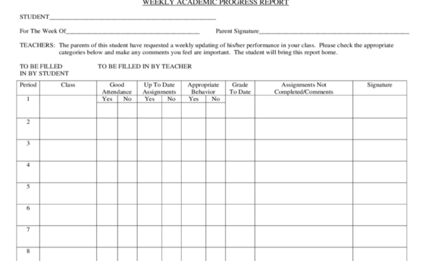 Weekly Progress Report Template - 3 Free Templates In Pdf within High School Progress Report Template