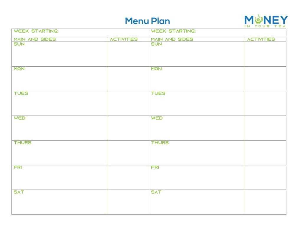 Weekly Menu Plan – Develop Good Habits Regarding Weekly Meal Planner Template Word
