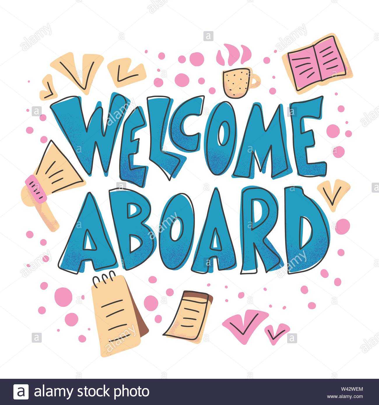 Welcome Aboard Banner Template. Hand Drawn Lettering With With Welcome Banner Template