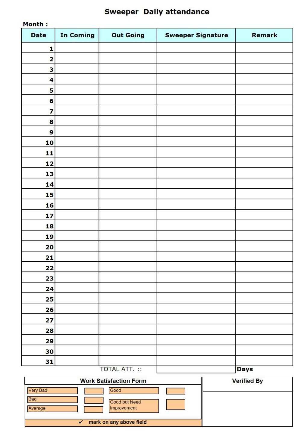 Well Designed Basic Attendance Sheet In Excel For Employee Within Employee Daily Report Template