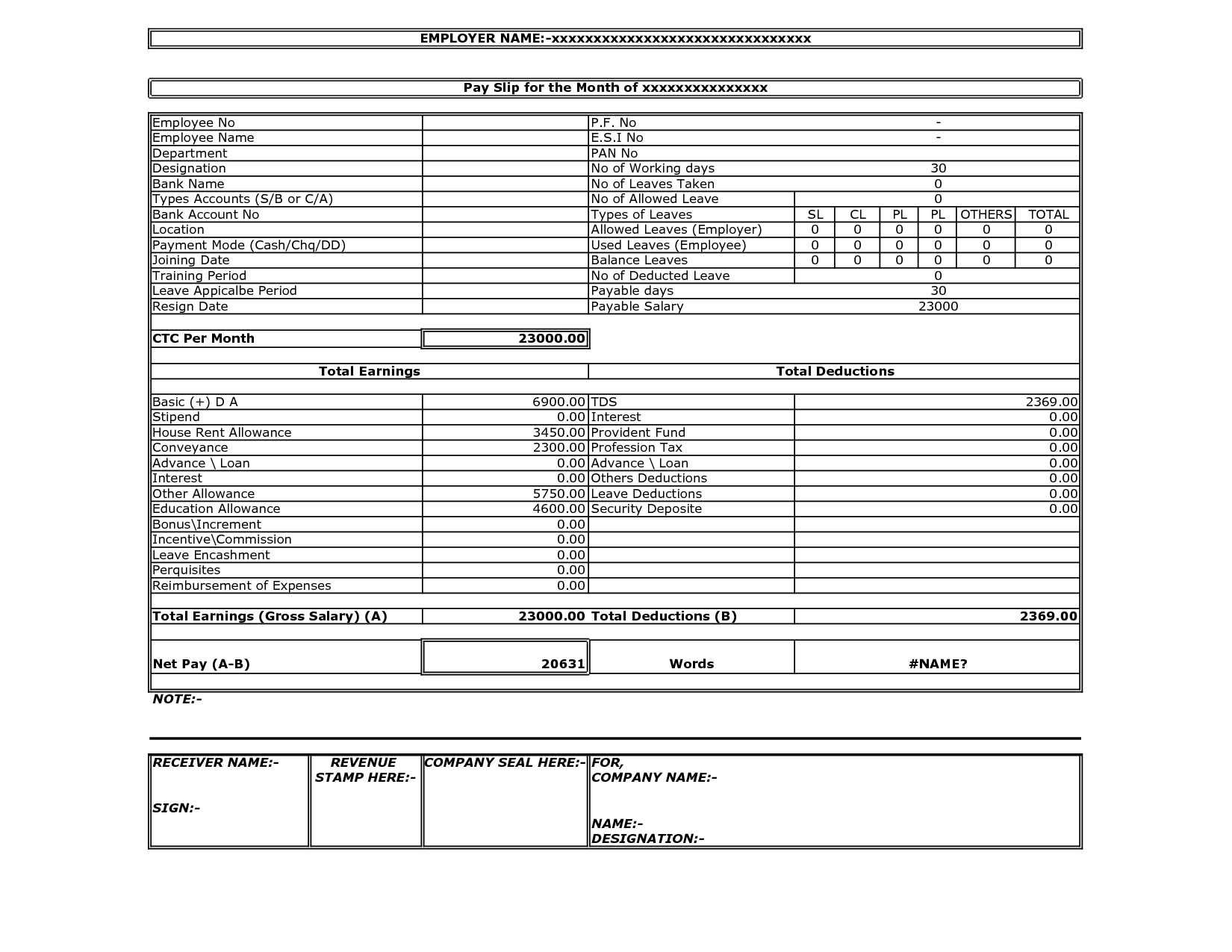 Well Designed Payslip Templates For Your Business In Blank Payslip Template