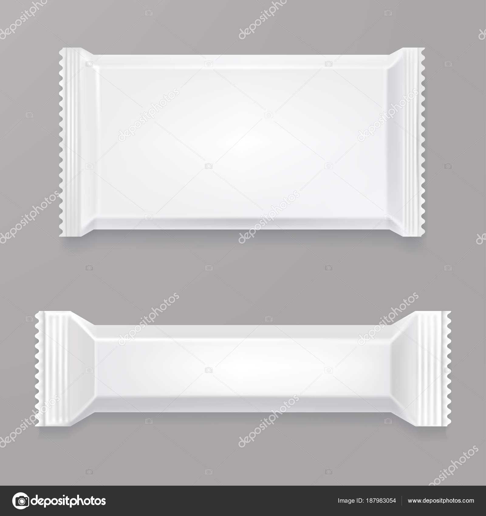 White Blank Chocolate Bar Mockup. White Polyethylene Package With Regard To Blank Candy Bar Wrapper Template