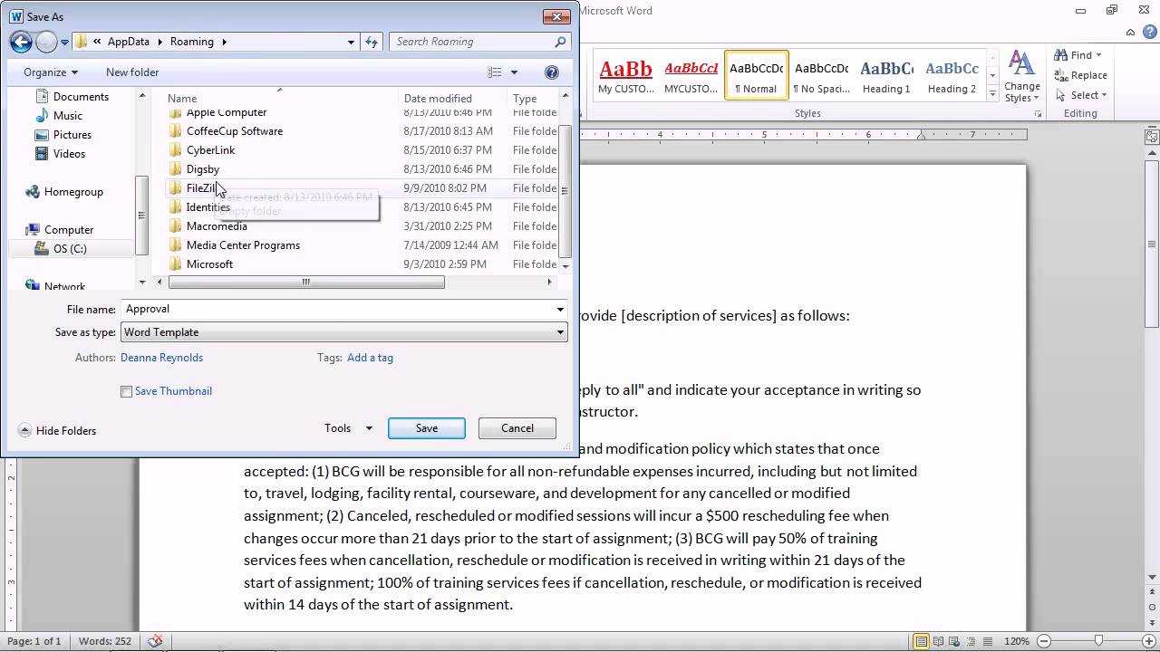 Word 2010 – Save A Document As A Template For Future Documents In Change The Normal Template In Word 2010