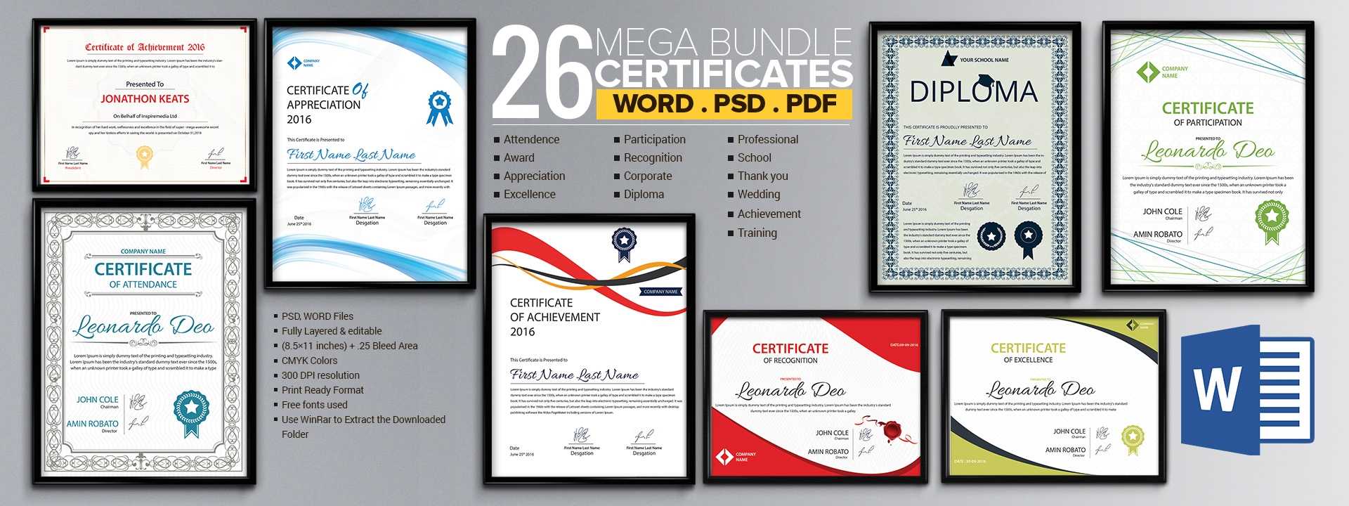Word Certificate Template – 53+ Free Download Samples In Training Certificate Template Word Format