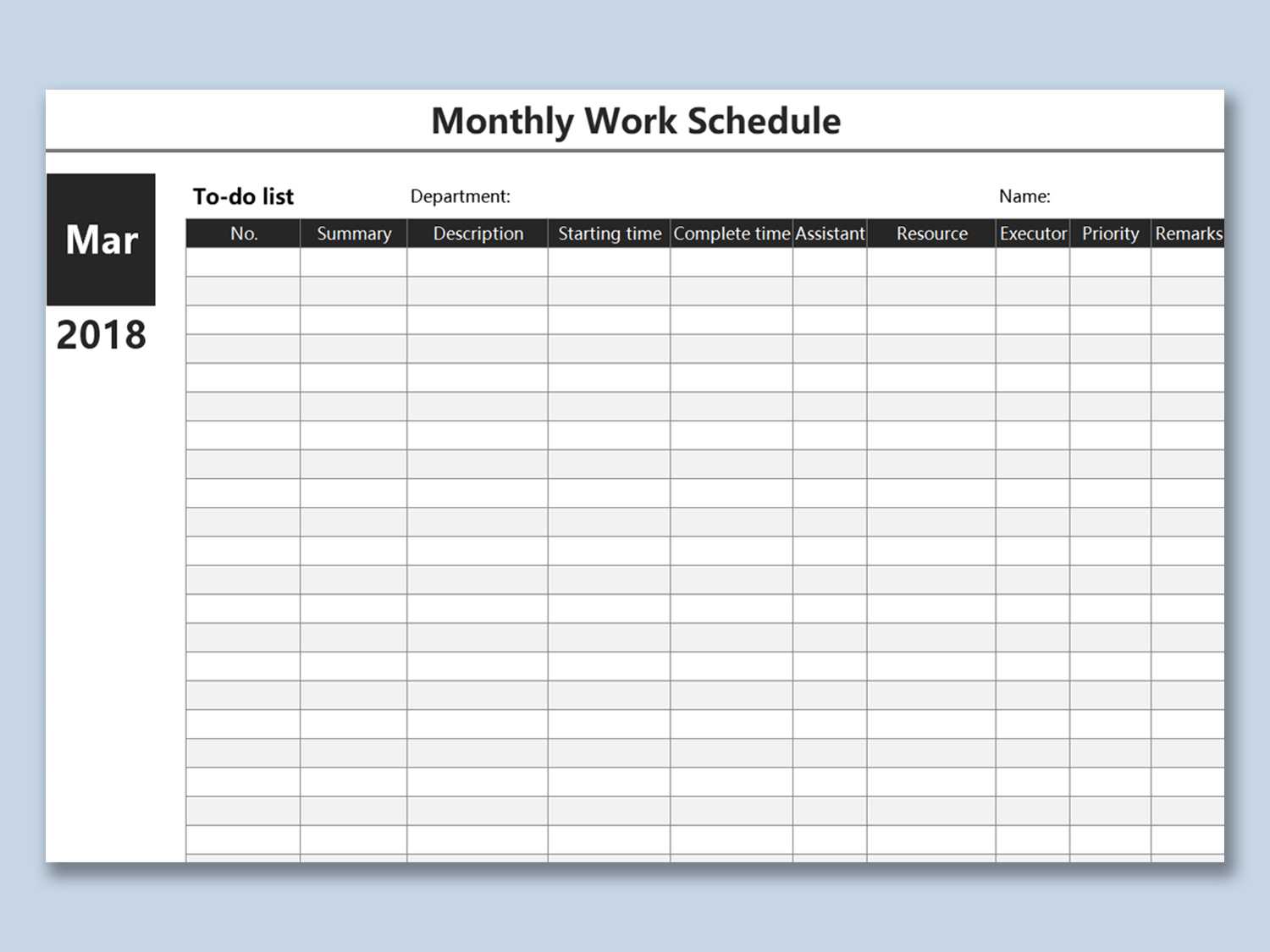 Work Schedule Spreadsheet Plan Template Excel Download Free Regarding Blank Monthly Work Schedule Template