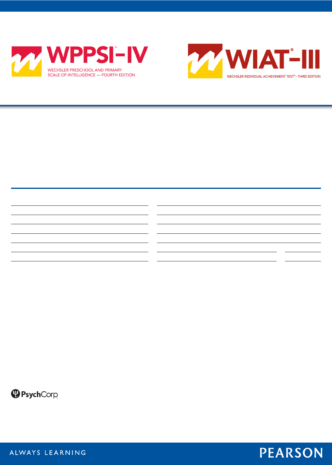 Wppsi  Iv/wiat  Iii Wechsler Preschool And Primary In Wppsi Iv Report Template