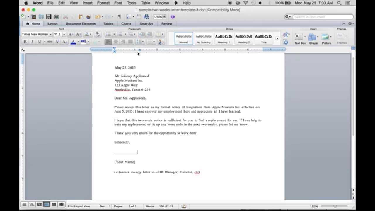 Write A Free 2 Weeks Resignation Letter | Pdf | Word For 2 Weeks Notice Template Word