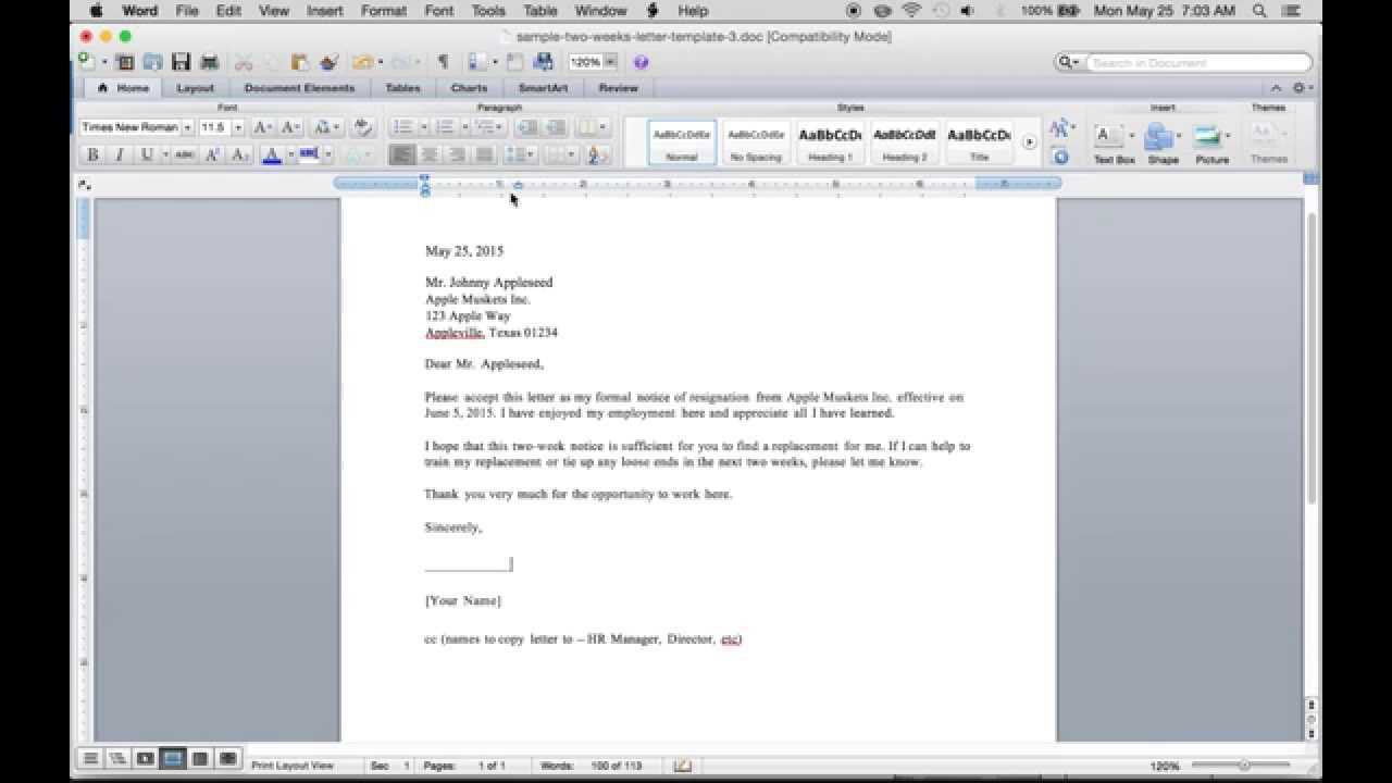 Write A Free 2 Weeks Resignation Letter | Pdf | Word Throughout Two Week Notice Template Word