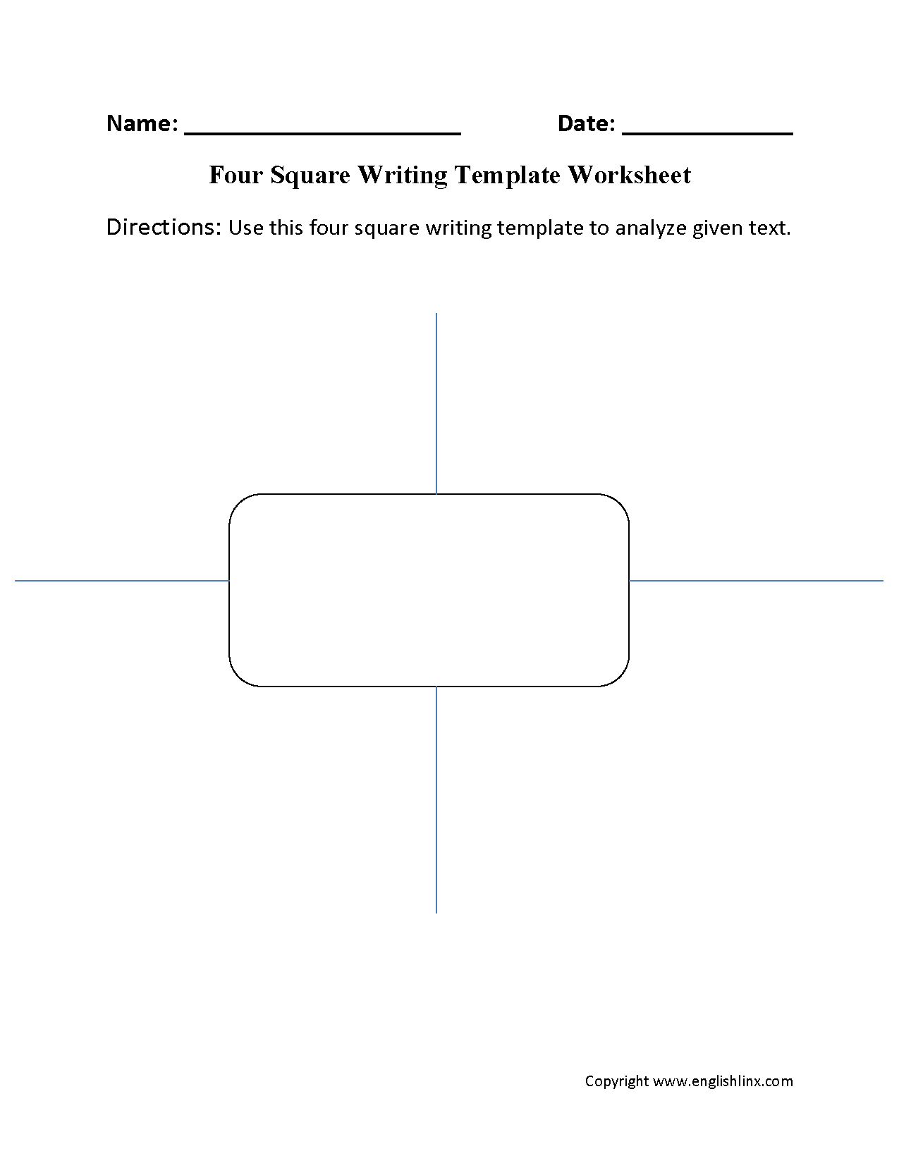 Writing Worksheets | Writing Template Worksheets Inside Blank Four Square Writing Template