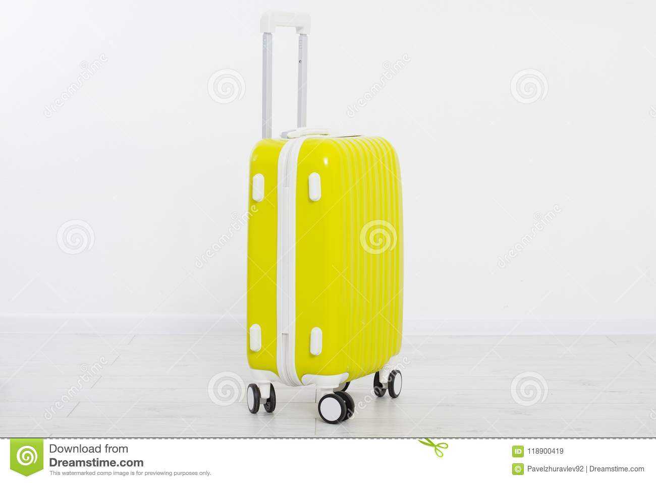 Yellow Suitcase Isolated On White Background .summer For Blank Suitcase Template
