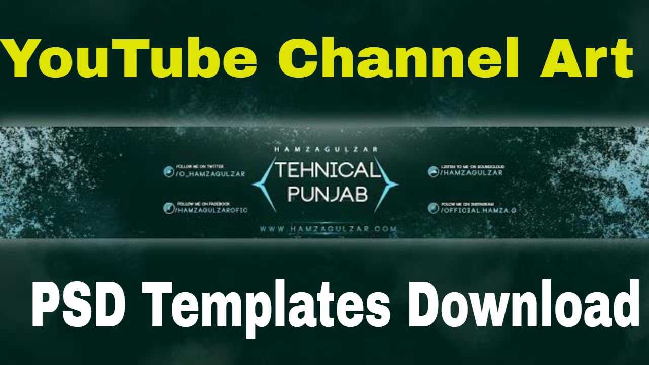 Youtube Channel Art Template Psd Free Download For Youtube Banner Template Size