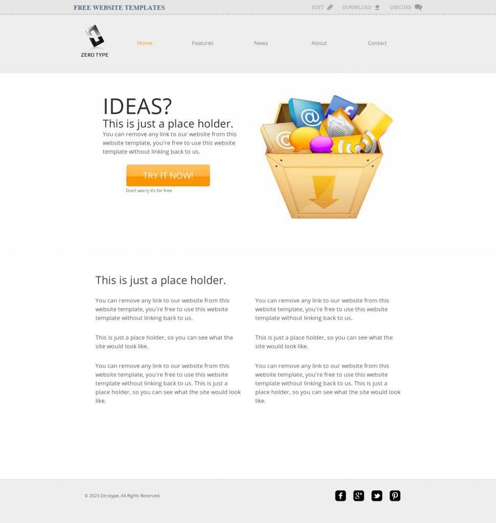 Zerotype A Blank Canvas Template – Web Template » All Free Within Blank Food Web Template